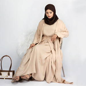 <span class=keywords><strong>Kimono</strong></span> musulman modeste personnalisé à la mode grande taille Dubai Maxi Abaya 3 pièces ensemble robes turques vêtements islamiques en gros - Product Image 6