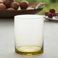 Gobelet en verre transparent minimaliste de 400 ml, écologique, très vendu, avec base teintée olive, design moderne pour un usage quotidien