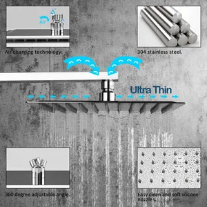 Bathroom 2 Function Wall Mounted Shower Faucet Set 10 Inch Chrome Rain Misty Shower Head Kit Set