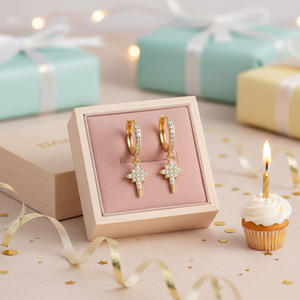 Pendientes de Oro Amarillo de 10K con Diamante Natural de Corte Brillante Redondo de 0.35ctw, Regalo de Cumpleaños para Niños, Joyería de Moda - Product Image 3