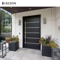 Nuevo diseño de puerta única de hierro residencial de seguridad puerta delantera Casa de vidrio templado precios de puerta forjada de hierro