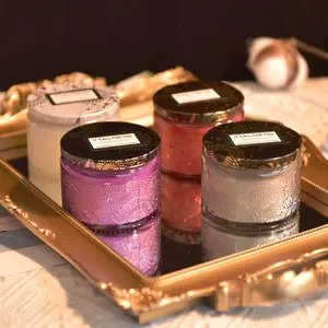 Bougie parfumée en verre gaufré à l'huile d'aromathérapie naturelle personnalisée Bougies parfumées en cire de soja à petit arôme de luxe Marque privée