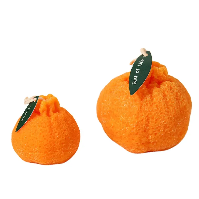 Toptan meyve şekilli mumlar parafin balmumu mumlar turuncu kokulu mumlar ile ambalaj kutusu