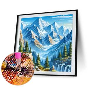 Peinture diamantée de <span class=keywords><strong>montagne</strong></span> de neige personnalisée 30x30cm pour décoration intérieure peinture diamantée acrylique ronde complète pour le salon - Product Image 3