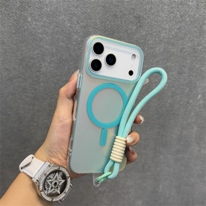 Funda Magnética Transparente de TPU Suave Color Caramelo para iPhone 17 Pro Max, Air 16, 15, 14, 13, con Gancho para Colgar - Product Image 1