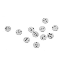 Conector de disco redondo inicial GP 18K PVD conectores de doble orificio de acero inoxidable 26 letras en inglés cadenas de joyería permanente