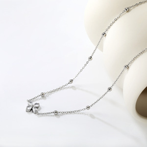 Collar con Colgante de Lazo de Diamantes, Cadena de Oro, Cristal Tallado en Forma de Corazón, Joyería para Mujer de Uso Diario - Product Image 4