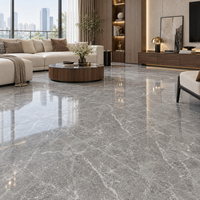 Carreaux de marbre de luxe à haute brillance 600x600, carreaux de porcelaine polis aspect marbre gris premium 600x600mm pour salon