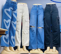 Pantalon d'Été Décontracté Ample et Ajusté pour Femme en Jean Coton Extensible Grandes Tailles, Lot en Stock Chinois