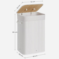 Vente en gros Panier à linge pliable en bambou avec couvercle pour le rangement de la maison pour la salle de bain