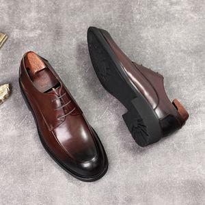 New Style Square Toe Lace-up <b>Mens</b> Office Career <b>Shoes</b> Genuine Leather Comfortable Breathable Evergreen Casual Trendy Soft Soles - Product Image 5
