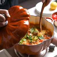 Nouvelle Cocotte en Fonte Émaillée Antiadhésive Design Créatif Citrouille avec Couvercle