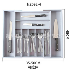 Organizador de cubiertos de bambú OEM rectangular expandible con compartimentos para almacenamiento en cajones de cocina - Product Image 2
