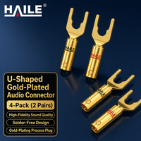 Bornes audio Hi-Fi en cuivre pur de type U sans soudure, 2 paires de fiches pour câble de haut-parleur et connexion d'amplificateur de puissance
