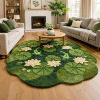 Tapis fait main en soie naturelle haute densité, style prairie et forêt réaliste, pour la décoration de la maison et des hôtels, tapis tufté à la main
