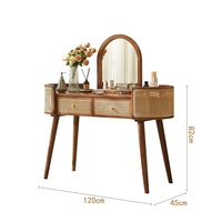 Foshan hôtel de luxe meubles de maison moderne carré tissé naturel rotin chambre Table et chaise ensembles coiffeuse avec miroir