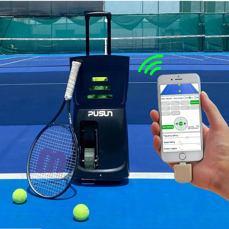 PT akıllı balle de tenis makinesi tenis topu atıcı makinesi tenis topu makineleri ile eğitim için APP uzaktan kumanda