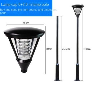 Farola de Jardín Exterior de Hierro de 2.6M con Lámpara LED y Pantalla de Cristal, IP66, AC 220V, Montaje Semiempotrado No Desmontable, Alimentación Solar con Sensor de Movimiento - Product Image 6