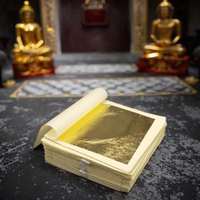 Feuille d'or pur 24 carats pour décoration de statue de Bouddha 98%-99% Feuille d'or véritable avec colle à base d'huile