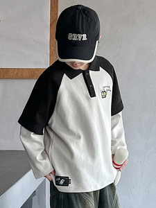 T-shirt à <span class=keywords><strong>manches</strong></span> <span class=keywords><strong>longues</strong></span> pour garçons, <span class=keywords><strong>polo</strong></span>, printemps 2026, nouvelle tenue de printemps pour enfants, ensemble deux pièces, haut, vêtements pour enfants, <span class=keywords><strong>polo</strong></span> - Product Image 6