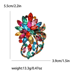 Rhinestone Flower Brooches Women Customized Fashionable Large Classic Vintage Elegant Stainless Steel Gold Plated Gift - Product Image 6