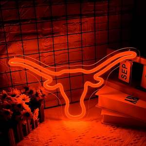 Letrero Luminoso LED de Neón Longhorn para Decoración de Pared, Letrero de Fútbol Americano Universitario para Cuarto de Hombre, Decoración de Dormitorio de Graduación - Product Image 3