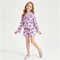 Ensemble de pyjama tendance à carreaux pour enfants, avec volants et rubans, manches longues, en coton, pour filles, vêtements de nuit pour enfants, ensemble de vêtements de détente pour tout-petits