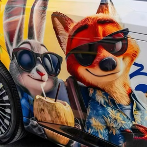 Vinilo Decorativo para Automóviles KMS Crazy Animals City, Diseño de Dibujos Animados, Color Personalizable, Película PET de 8MIL de Grosor, Cobertura Total del Vehículo, Garantía de 3 Años - Product Image 3