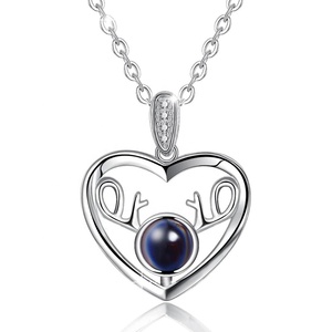 925 de Plata de Ley 100 idiomas que <span class=keywords><strong>te</strong></span> amo de asta de ciervo collar - Product Image 1