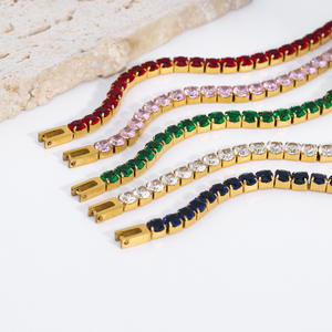 2025 New Dream Chic Pulsera de tenis de acero inoxidable Chapado en oro Zircon multicolor Eleva tu estilo callejero - Product Image 4
