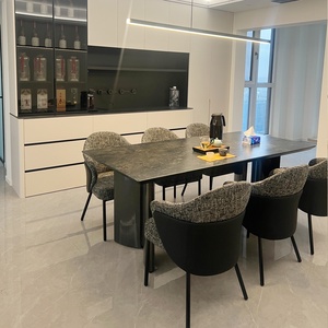 Sedia da pranzo con schienale a braccio italiano Post-moderno e minimalista per la casa, in tessuto di lusso leggero per la Reception dell'hotel, sofà uso domestico - Product Image 1