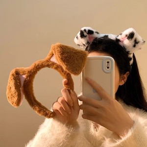 Dalmatian bando rambut telinga lembut lucu kartun hiasan kepala anjing untuk gaun pesta liburan Natal kartu Rambut - Product Image 5