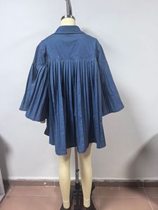 Nuevo Vestido Vaquero Elegante para Mujer, Corte Holgado, con Pliegues y Parches, a la Moda - Product Image 6