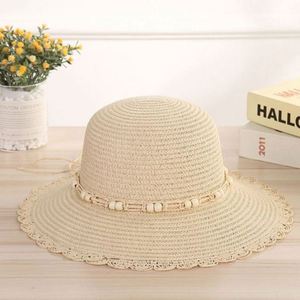 New Creative Warp Knitting Straw Hat Pearl <b>Accessories</b> <b>Beach</b> Hat Outdoor Sun Hat for Women - Product Image 2