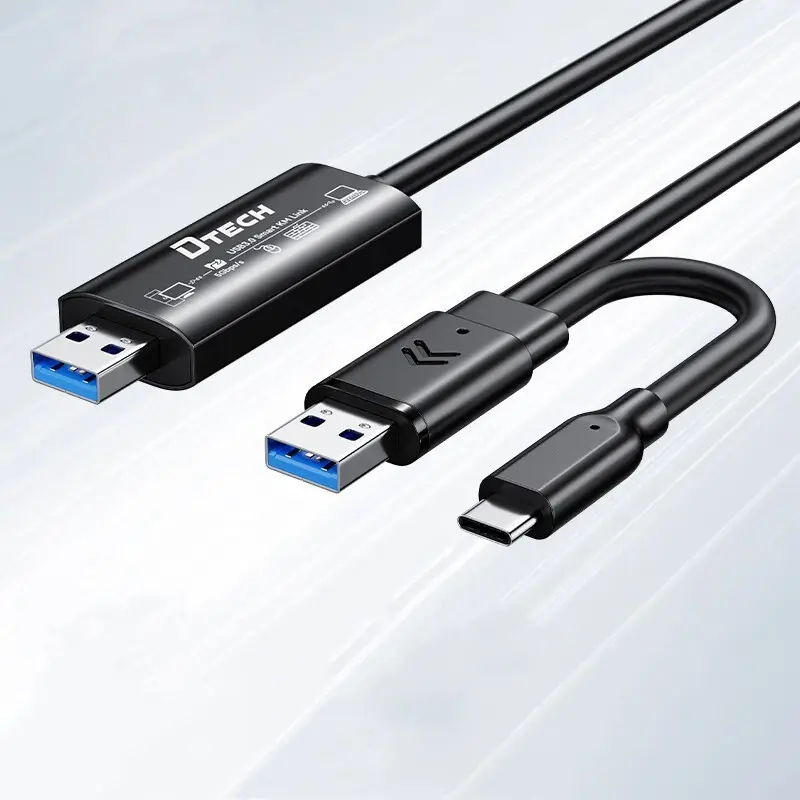 DTECH Computer to Computer USB Cable Data Transfer Cord USB3.0 to USB-C USB-A Smart KM Link Share Cable