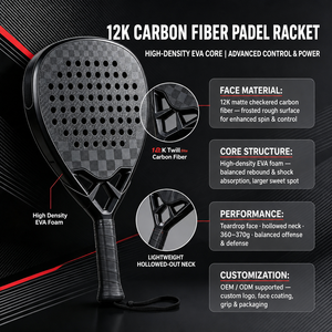 Raquetas de Tenis Playa de Fibra de Carbono 12K, Raquetas de Pádel de Alta Calidad Hechas en Fábrica, Fabricación Personalizada de Raquetas de Pádel - Product Image 1