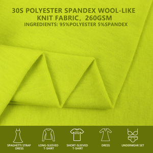 30S Polyester Spandex Knit Fabric <b>Wool</b> Like 260GSM Ribbed Knitted Textile for <b>Dress</b> T Shirt Underwear - Product Image 1
