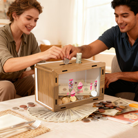 Tirelire en bois personnalisable avec impression, tirelire en bois avec objectif d'épargne de 100 000 pour amis, tirelire en bois avec objectif d'épargne