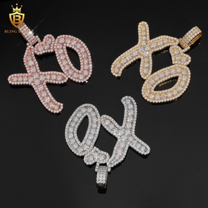 Colgante Personalizado de Letras <span class=keywords><strong>XO</strong></span> de Joyería Hip Hop de Moda con Moissanita VVS de Plata 925, Pasa el Probador de Diamantes - Product Image 2