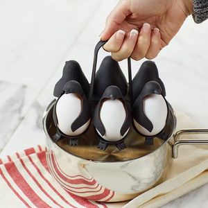 Cuiseur à œufs créatif en forme <span class=keywords><strong>de</strong></span> <span class=keywords><strong>pingouin</strong></span>, résistant à la chaleur, anti-brûlure, 6 trous avec support pour usage domestique en cuisine - Product Image 3