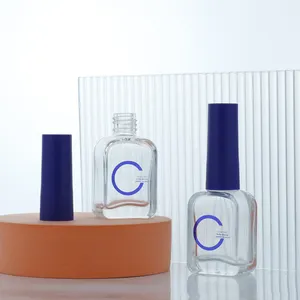 12ml verre personnalisé givré clair carré vernis à ongles bouteille nail art gel emty bouteilles