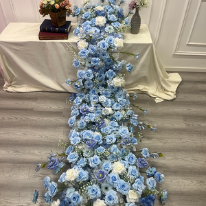 พวงดอกไม้สไตล์โรแมนติกสีฟ้าสำหรับตกแต่งงานแต่งงาน ให้ความรู้สึกสมจริงและสวยงามดุจฝัน เหมาะสำหรับตกแต่งโต๊ะ - Product Image 3