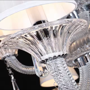 Lustre de salon moderne en cristal blanc pour l'intérieur avec un nouveau design d'abat-jour blanc de taille moyenne pour le restaurant - Product Image 5