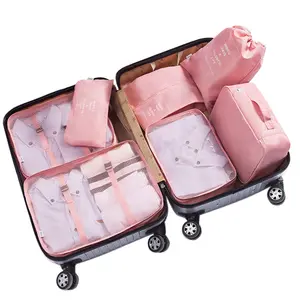 Conjunto de bolsa de viagem 7 pçs/set, kit de malas de viagem impermeável, organizador de armazenamento, organizador de bagagem, estojo organizador de roupas para sapato