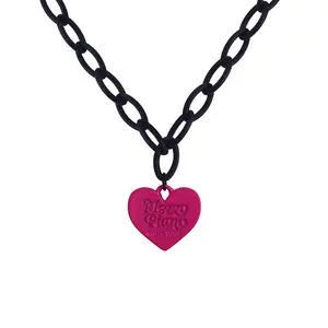 Joias de aço inoxidável, colar personalizado feito de hip hop, corrente, rosa, coração, amor, colar, pingente para mulheres