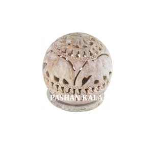 Portavelas de luz de té tallado a mano de elefante de esteatita Natural de forma redonda hermosa hecha a mano al mejor precio para decoración del hogar - Product Image 1