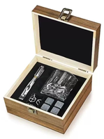 Coffret Cadeau de Verres à Whisky Individuels de Luxe avec Glaçons en Pierre et Boîte en Bois pour Supports d'Impression Letterpress Personnalisés