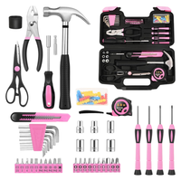 Ensemble d'outils pour femmes portable de 132 pièces, rose, pour la maison, multi-usages, boîte à outils de réparation ménagère