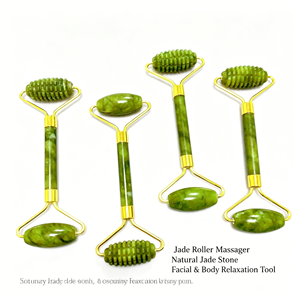 Ensemble de rouleaux de jade <span class=keywords><strong>anti</strong></span>-âge naturels et Gua Sha, outil de soin de la peau, outil de beauté, rouleau de <span class=keywords><strong>massage</strong></span> pour raffermir le <span class=keywords><strong>visage</strong></span> - Product Image 1