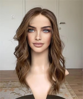 Ashy Brown Highlight Couleur 12a Grade European Hair HD Perruque luxe sans colle et invisible avec tissu diamanté pour femme